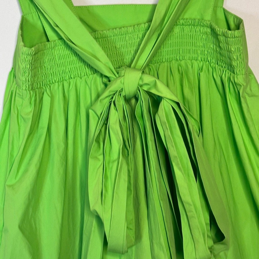 Christopher John Rogers x Target Lime Green Cotton Maxi Dress Tie XXS Pockets - Picture 4 of 11